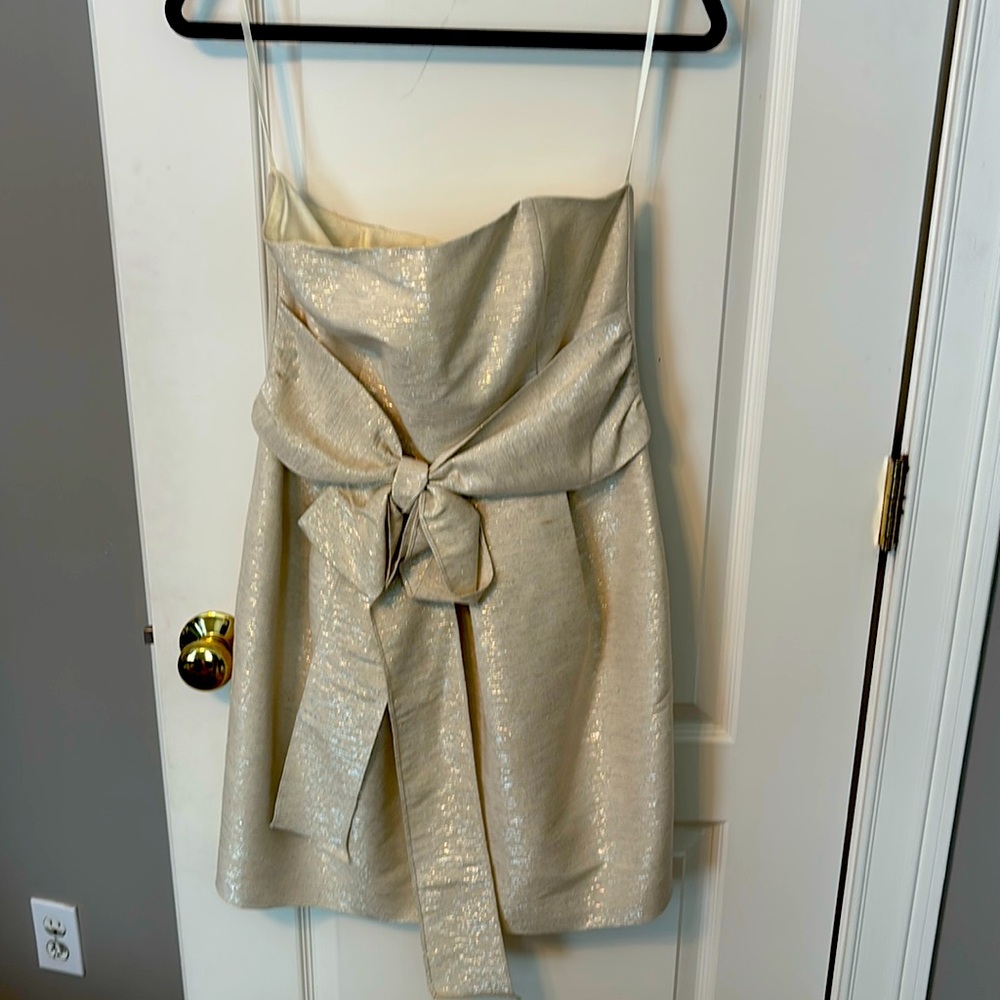 Britt Ryan silk and Lurex strapless dress